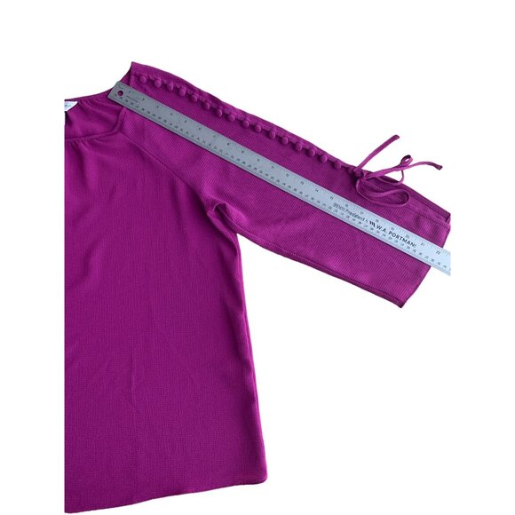 Christopher & Banks Womens Fuchsia Blouse With Button Detail & Tie Sleeves Large - Picture 8 of 12